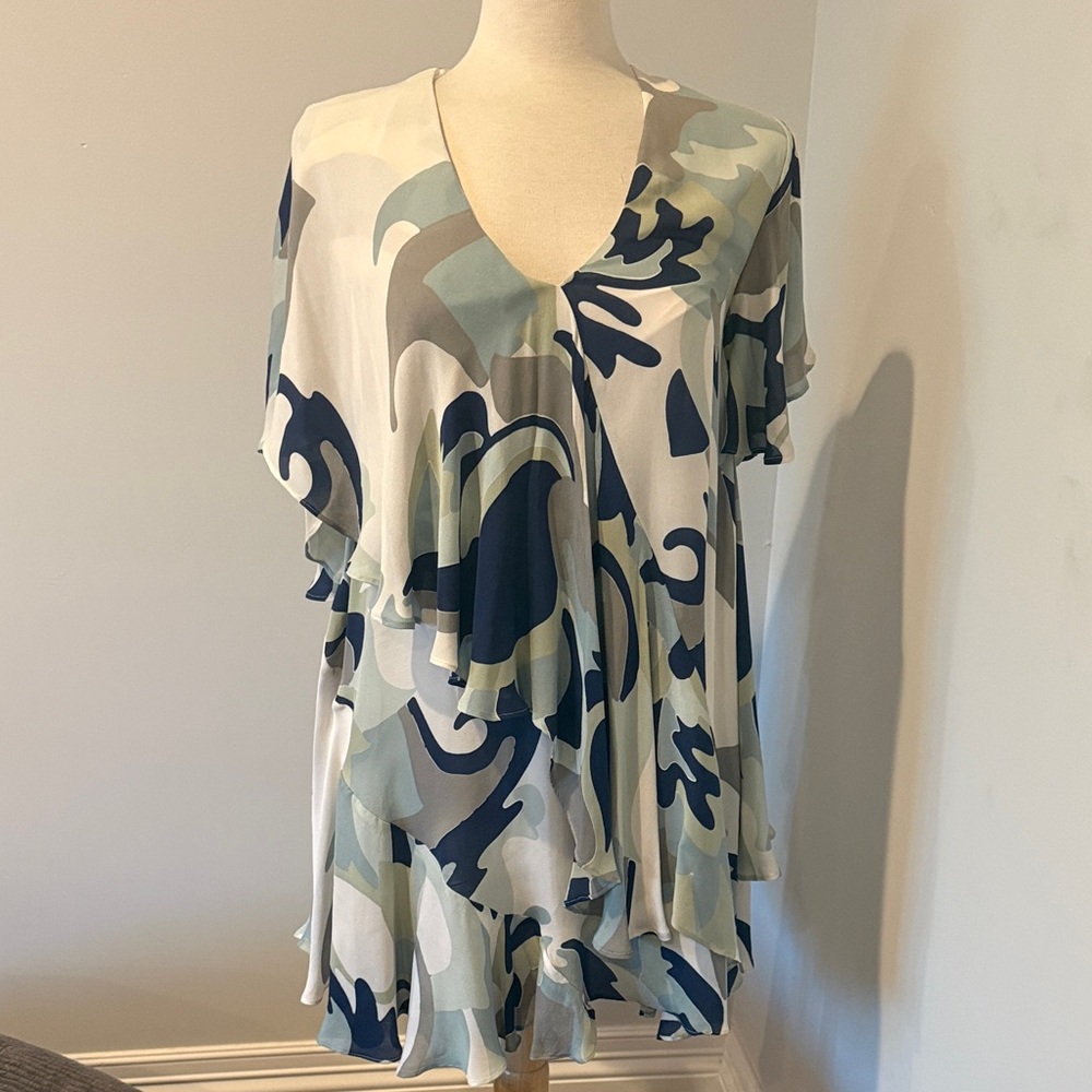Rachel Zoe Abstract Blue and White Mini Dress